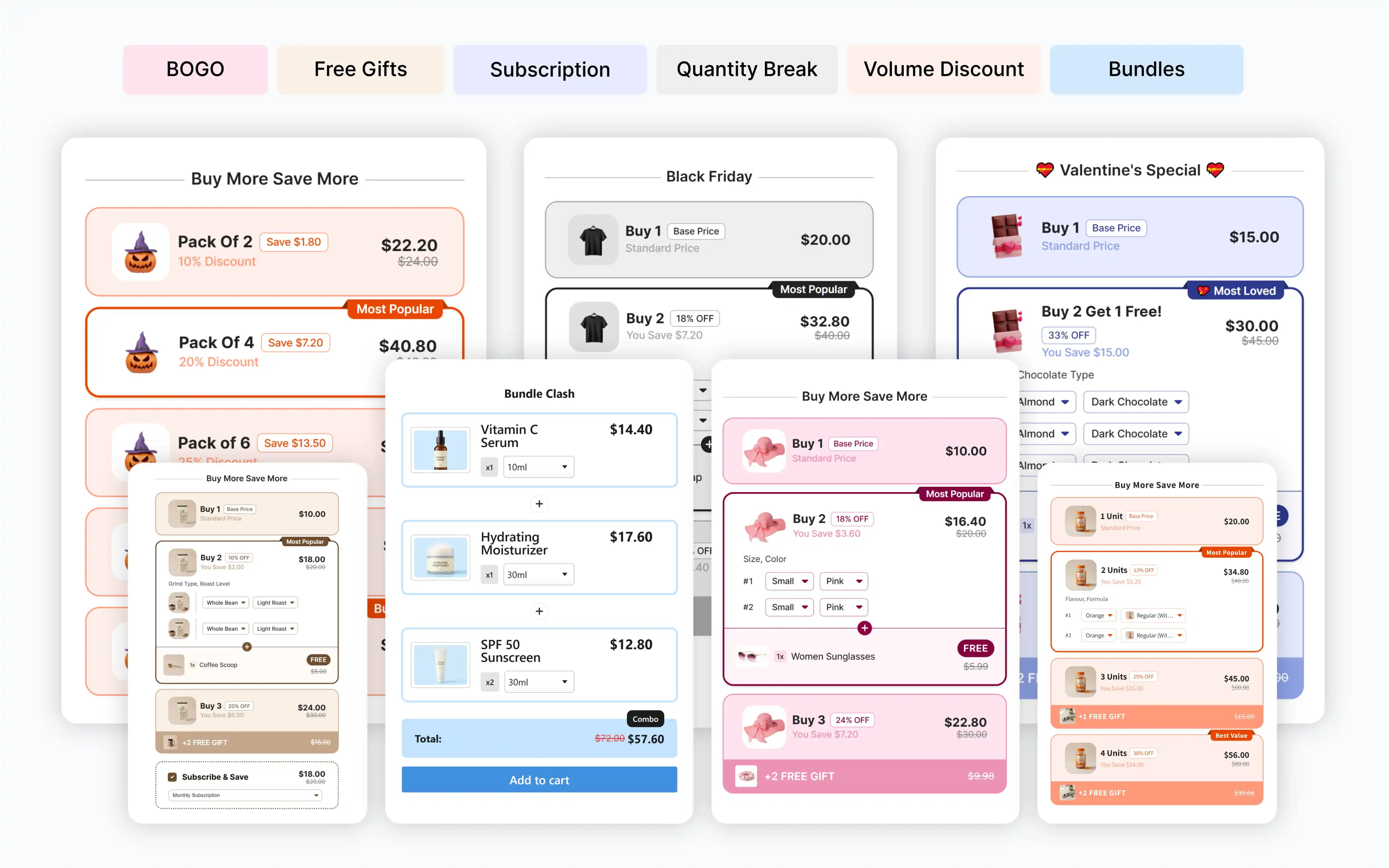 Product-page offers that influence the first purchase, bundle widget shown above Add-to-Cart