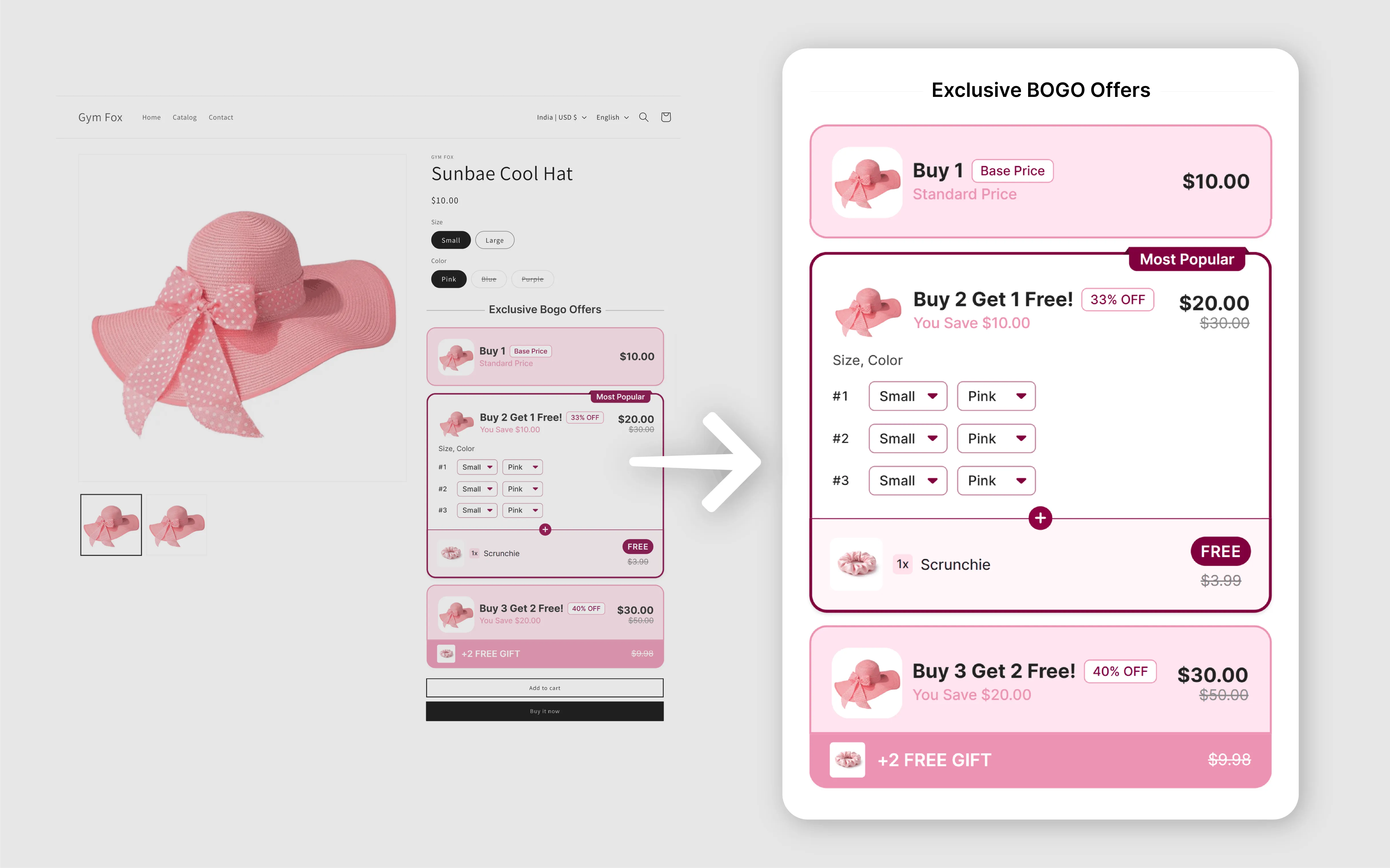 BOGO offer displayed above Add-to-Cart on product page