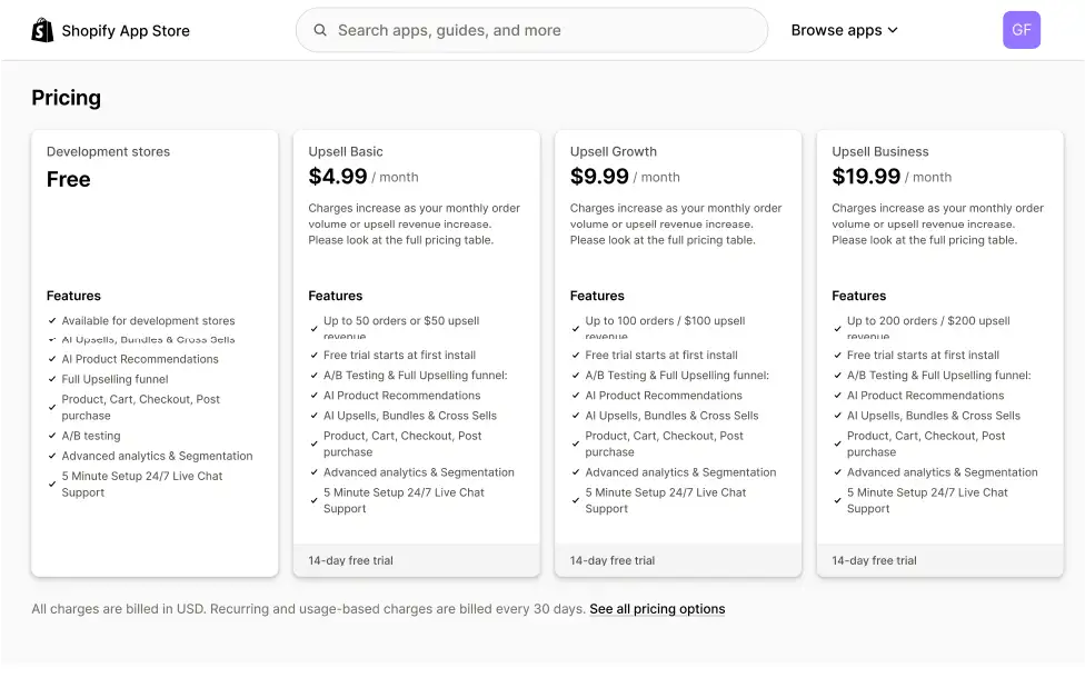 Profit Pumper free plan dashboard for building bundle offers