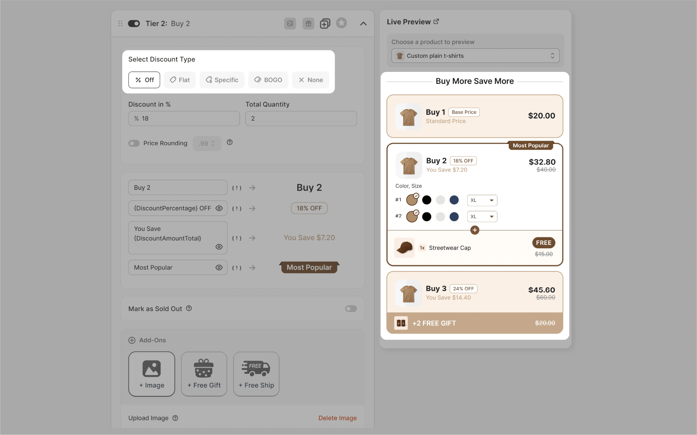 Multiple discount structures in Profit Pumper dashboard